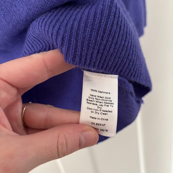 Talbots Petites P Pure Cashmere 3/4 Sleeve Sweater Periwinkle Blue Purple - Picture 4 of 7